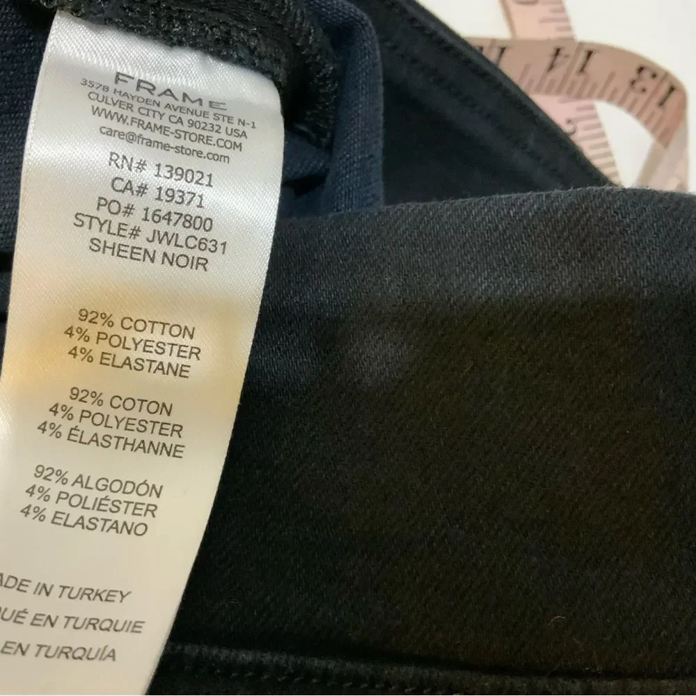 FRAME Jetset Wide Leg Super Stretch Wide Leg Size 1 Sheen Noir Jeans